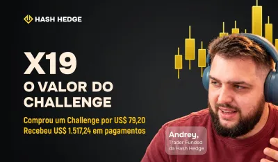 X19 o valor do Challenge: Andrey comprou um Challenge por US$ 79,20 e recebeu US$ 1.517,24 em pagamentos da Hash Hedge