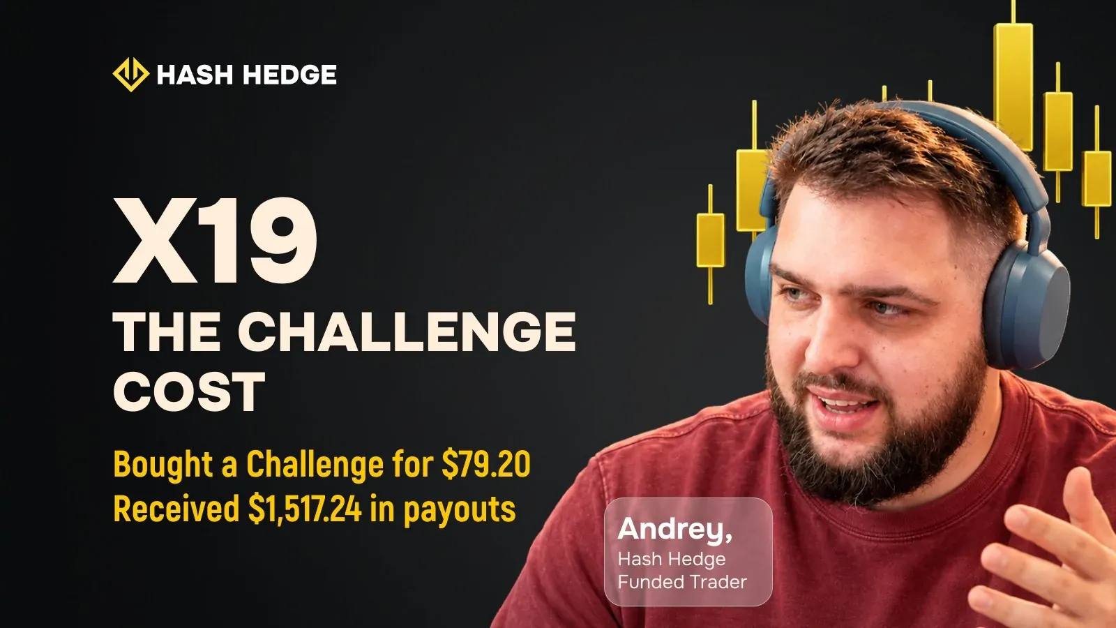 X19 the Challenge cost: Andrey bought a Challenge for $79.20 and received $1,517.24 in payouts from Hash Hedge