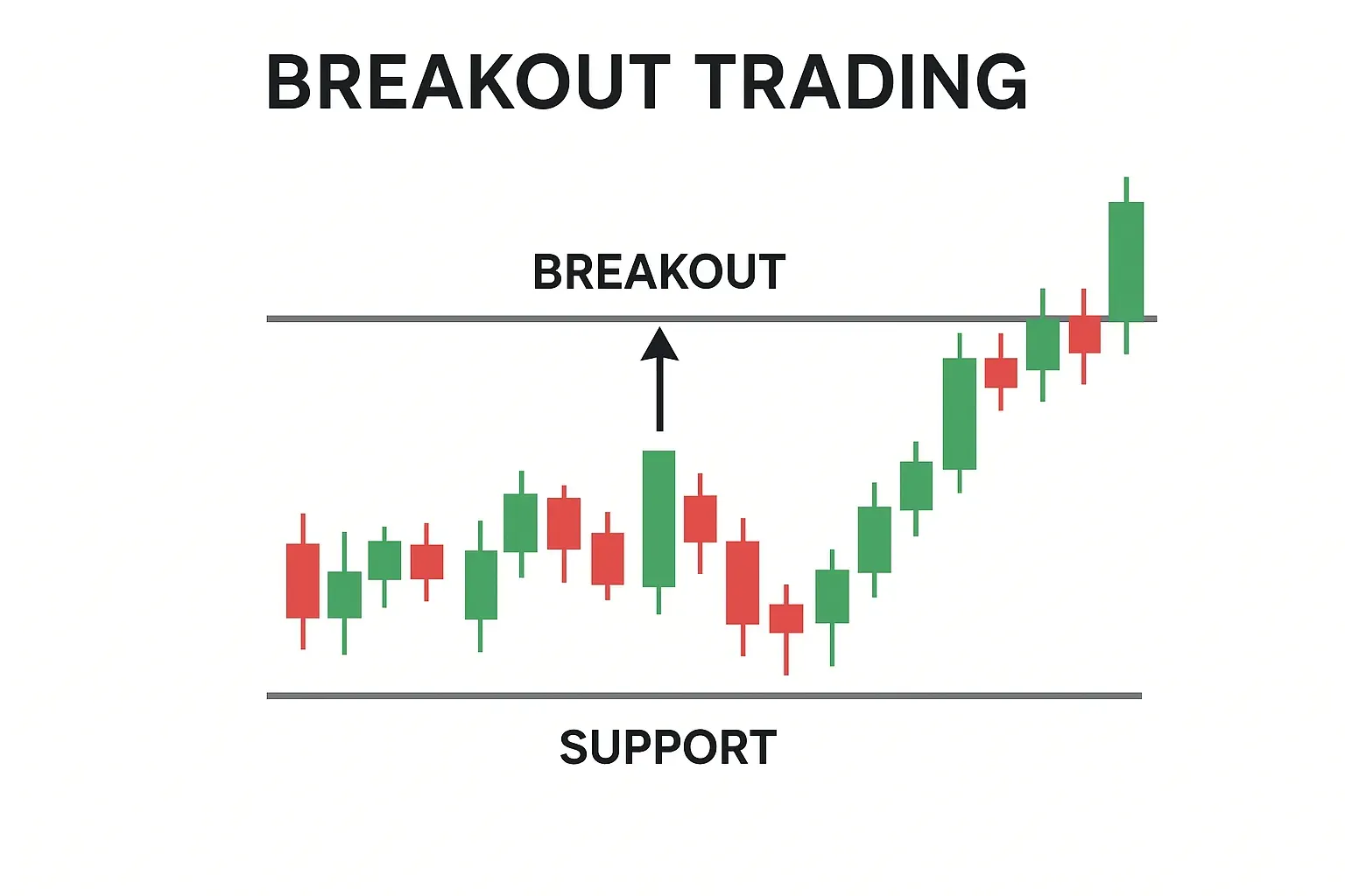 Breakout trading: price clearing a support/resistance level with momentum