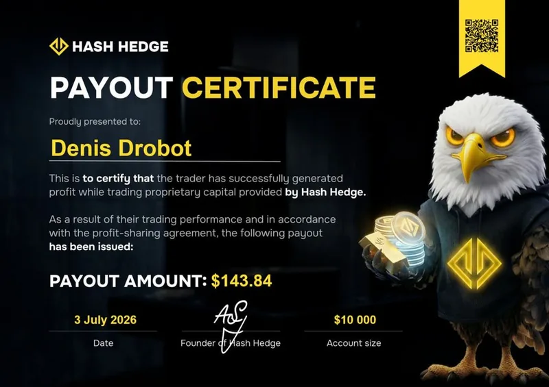 Payout certificate for Denis Drobot