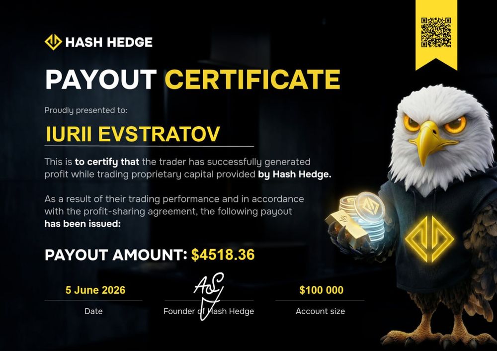 Payout certificate for Iurii Evstratov