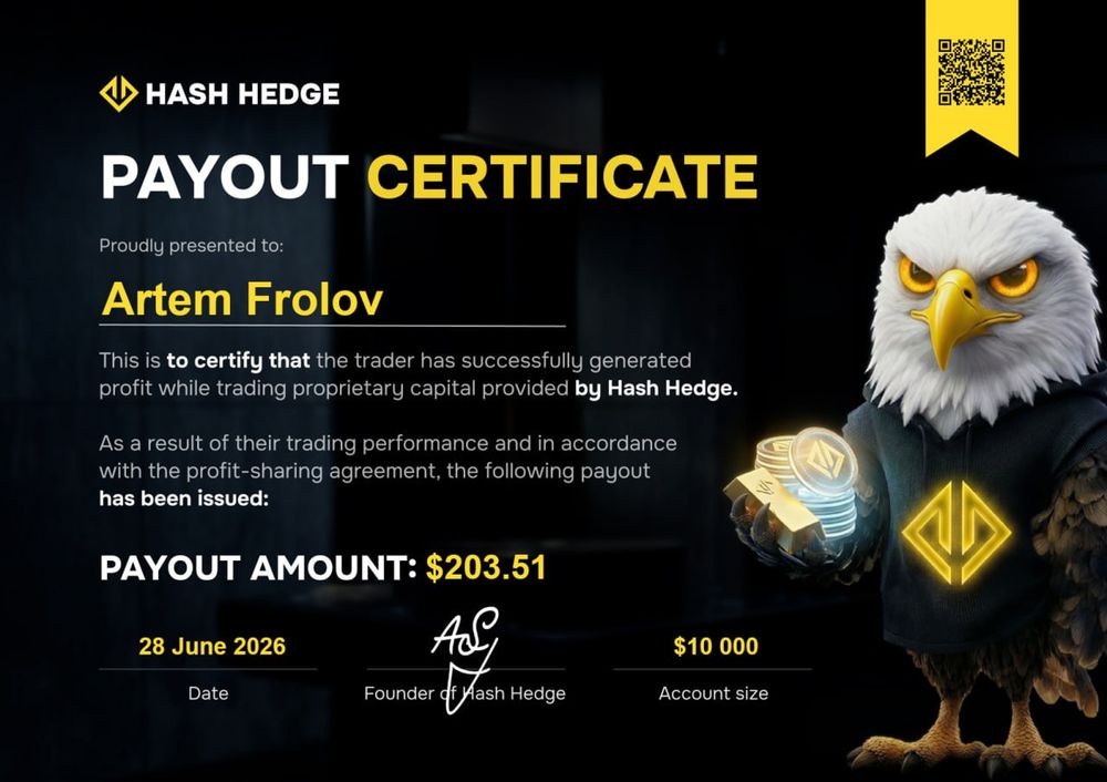 Payout certificate for Artem Frolov