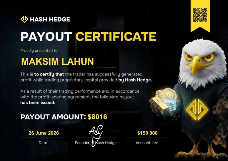 Payout certificate for Maksim Lahun