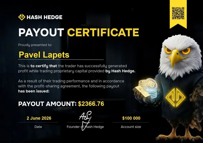 Payout certificate for Pavel Lapets