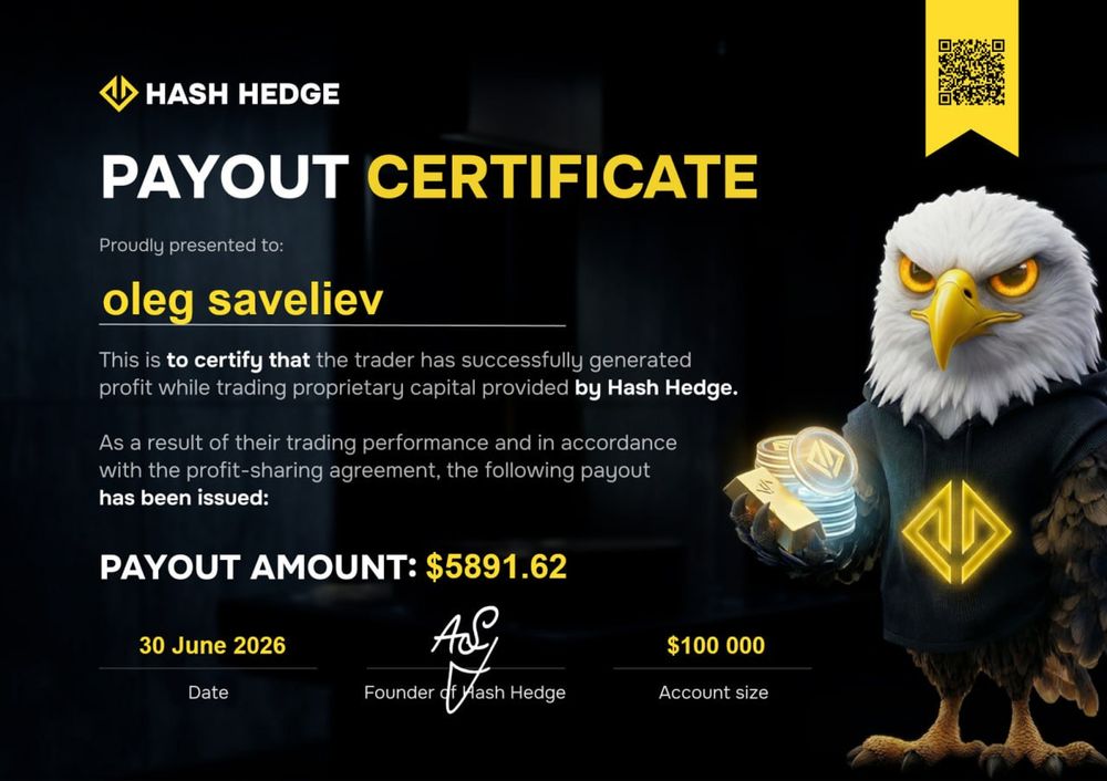 Payout certificate for Oleg Saveliev
