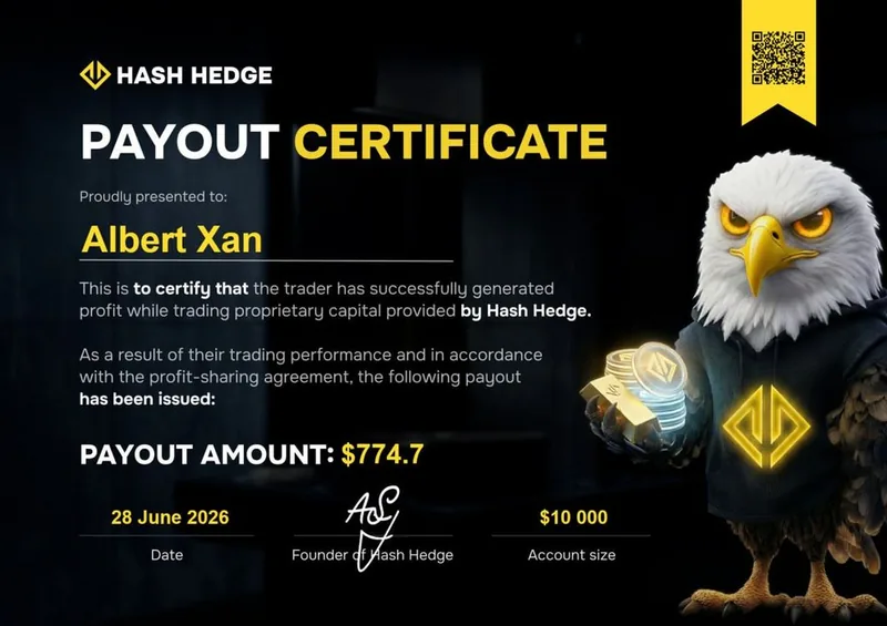 Payout certificate for Albert Xan