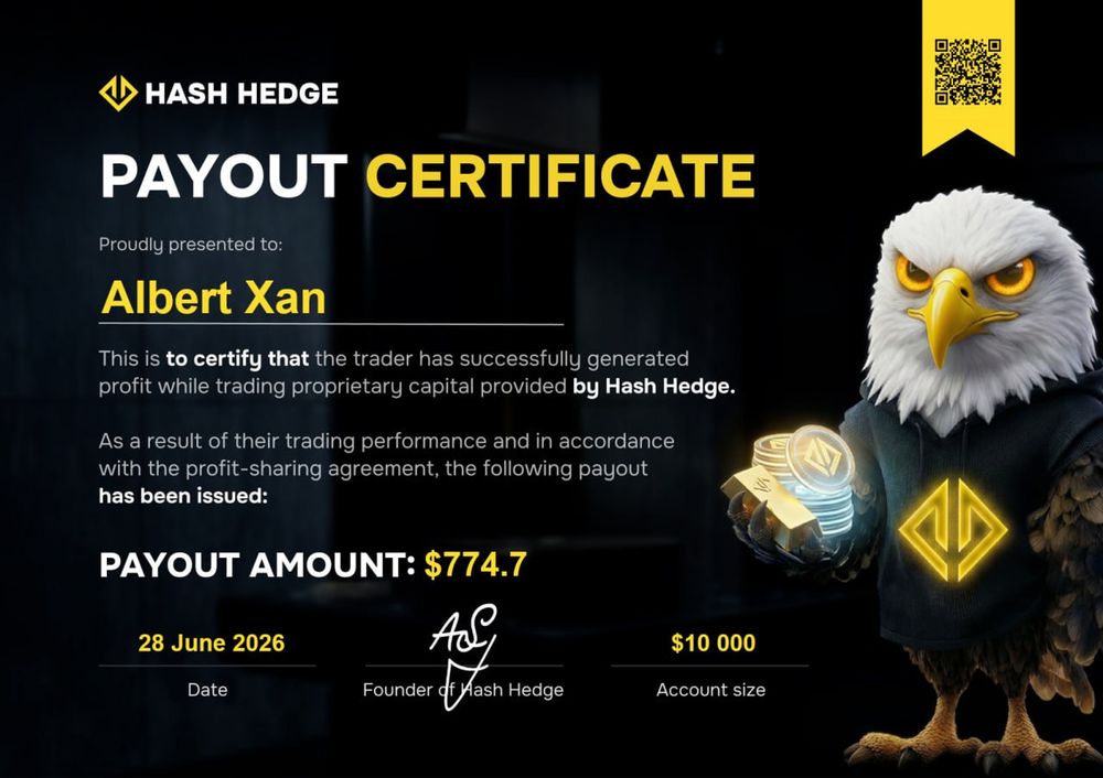 Payout certificate for Albert Xan