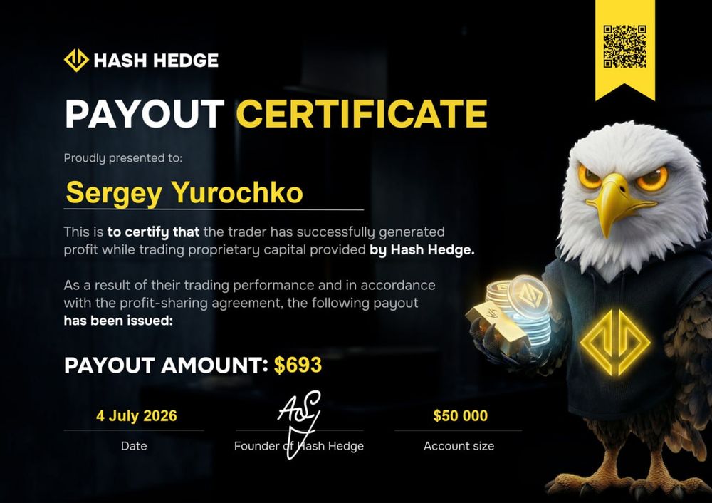 Payout certificate for Sergey Yurochko